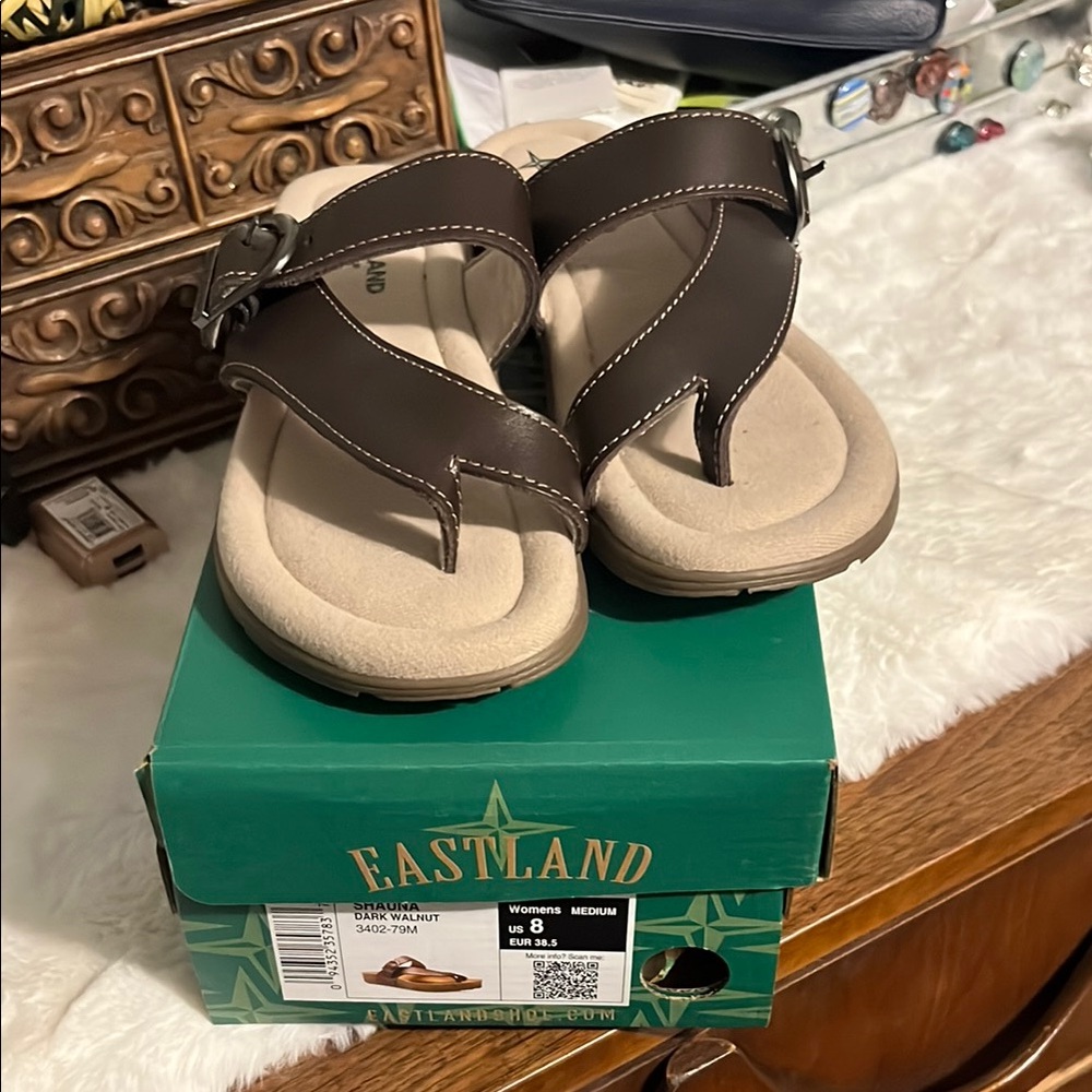 Eastland Brown Sandals with Cushioned Footbed Never worn